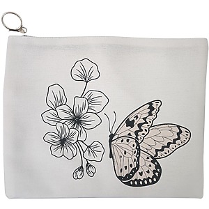 Portfard Cosmetice tip Plic, model Minimalist Butterfly, 23x18 cm, Alb, BEKZ®
