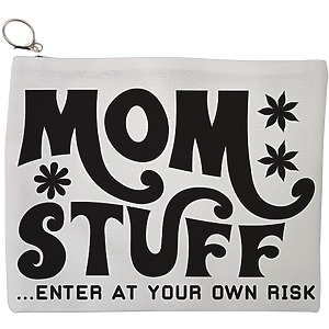 Portfard Cosmetice tip Plic, model Mom stuff, enter at your own risk, 23x18 cm, Alb, BEKZ®