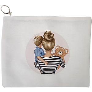 Portfard Cosmetice tip Plic, model Mother of a prince 2, 23x18 cm, Alb, BEKZ®