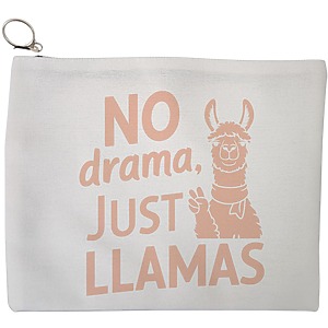 Portfard Cosmetice tip Plic, model No drama, Just llamas, 23x18 cm, Alb, BEKZ®
