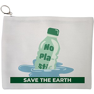 Portfard Cosmetice tip Plic, model No plastic – Save the earth, 23x18 cm, Alb, BEKZ®