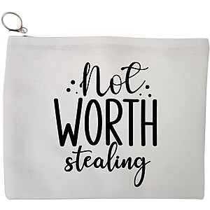 Portfard Cosmetice tip Plic, model Not worth stealing, 23x18 cm, Alb, BEKZ®