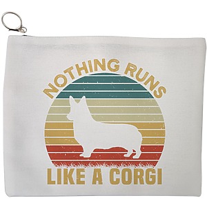 Portfard Cosmetice tip Plic, model Nothing runs like a corgi, 23x18 cm, Alb, BEKZ®
