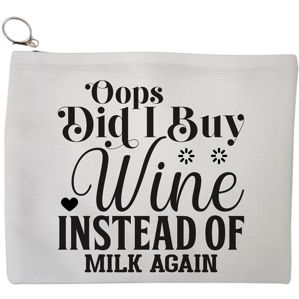 Portfard Cosmetice tip Plic, model Opps Did I buy wine instead of milk again?, 23x18 cm, Alb, BEKZ® 9 Portfard Cosmetice tip Plic model Opps Did I buy wine instead of milk again 23x18 cm Alb BEKZ®