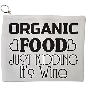 Portfard Cosmetice tip Plic, model Organic food, Just kidding, it's Wine, 23x18 cm, Alb, BEKZ®