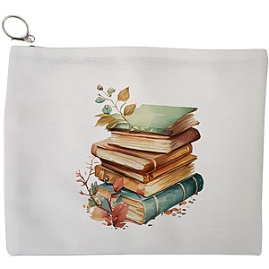 Portfard Cosmetice tip Plic, model Pile of Books, 23x18 cm, Alb, BEKZ®