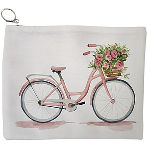 Portfard Cosmetice tip Plic, model Pink Bicycle, 23x18 cm, Alb, BEKZ®