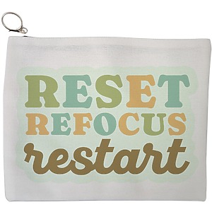 Portfard Cosmetice tip Plic, model RESET REFOCUS RESTART, 23x18 cm, Alb, BEKZ®