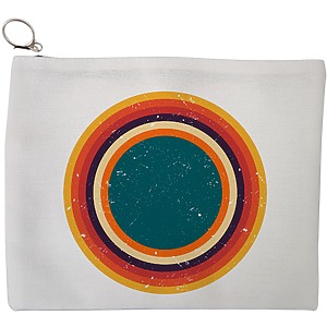 Portfard Cosmetice tip Plic, model Retro Concentric Circles, 23x18 cm, Alb, BEKZ®