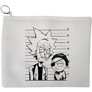 Portfard Cosmetice tip Plic, model Rick and Morty, 23x18 cm, Alb, BEKZ®