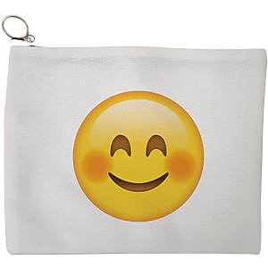 Portfard Cosmetice tip Plic, model Smiling Emoji, 23x18 cm, Alb, BEKZ®