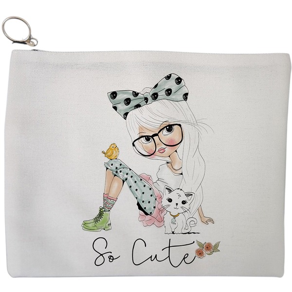 Portfard Cosmetice tip Plic, model So Cute, 23x18 cm, Alb, BEKZ® 9 Portfard Cosmetice tip Plic model So Cute 23x18 cm Alb BEKZ®