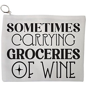 Portfard Cosmetice tip Plic, model Sometimes carrying groceries of wine, 23x18 cm, Alb, BEKZ®