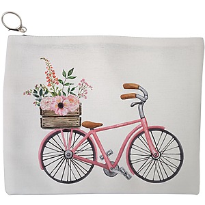 Portfard Cosmetice tip Plic, model Spring on Two Wheels, 23x18 cm, Alb, BEKZ®