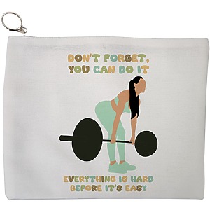 Portfard Cosmetice tip Plic, model Strength and Perseverance, 23x18 cm, Alb, BEKZ®