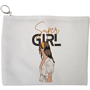 Portfard Cosmetice tip Plic, model Super Girl, 23x18 cm, Alb, BEKZ®