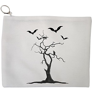 Portfard Cosmetice tip Plic, model The Haunted Tree, 23x18 cm, Alb, BEKZ®