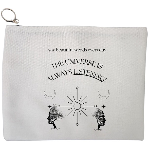 Portfard Cosmetice tip Plic, model The Universe Listens 2, 23x18 cm, Alb, BEKZ® 9 Portfard Cosmetice tip Plic model The Universe Listens 2 23x18 cm Alb BEKZ®