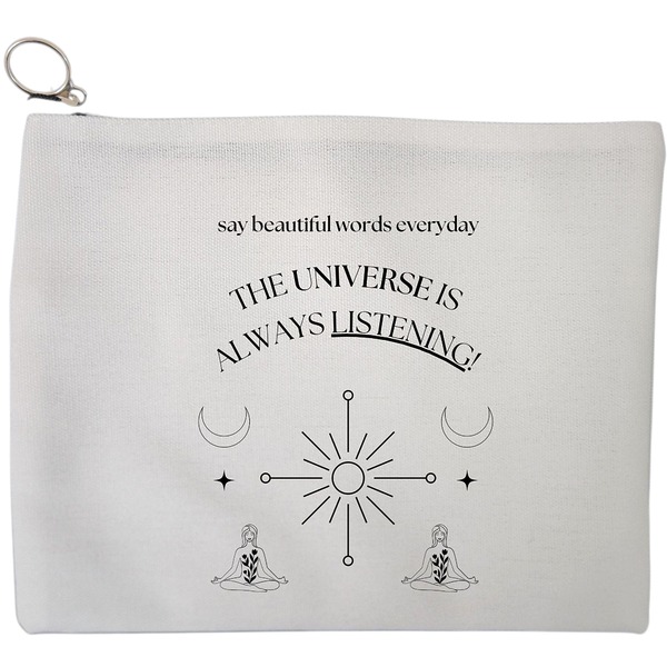 Portfard Cosmetice tip Plic, model The Universe Listens, 23x18 cm, Alb, BEKZ® 9 Portfard Cosmetice tip Plic model The Universe Listens 23x18 cm Alb BEKZ®