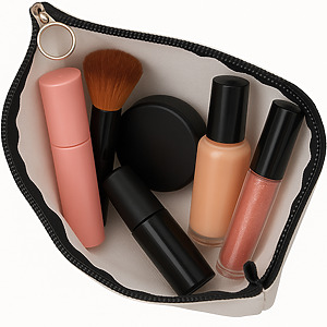 Alternative view of Portfard Cosmetice tip Plic, Cu litera A si Trandafiri, 23x18 cm, Alb, BEKZ®