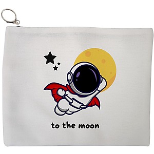 Portfard Cosmetice tip Plic, model To the moon, 23x18 cm, Alb, BEKZ®