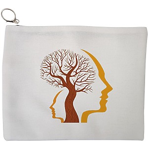 Portfard Cosmetice tip Plic, model Tree and Faces, 23x18 cm, Alb, BEKZ®