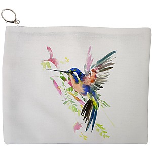 Portfard Cosmetice tip Plic, model Watercolor Bird, 23x18 cm, Alb, BEKZ®