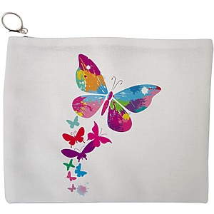 Portfard Cosmetice tip Plic, model Watercolor Butterfly, 23x18 cm, Alb, BEKZ®