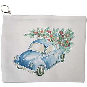 Portfard Cosmetice tip Plic, model Watercolor Car, 23x18 cm, Alb, BEKZ®