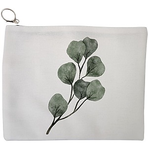 Portfard Cosmetice tip Plic, model Watercolor Leaves, 23x18 cm, Alb, BEKZ®