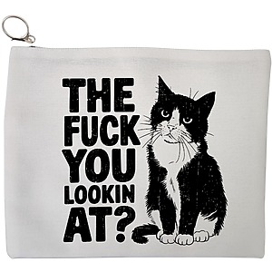 Portfard Cosmetice tip Plic, model What are you looking at?, 23x18 cm, Alb, BEKZ®