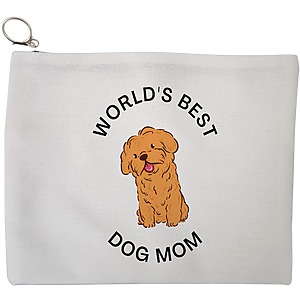 Portfard Cosmetice tip Plic, model World’s best dog mom, 23x18 cm, Alb, BEKZ®