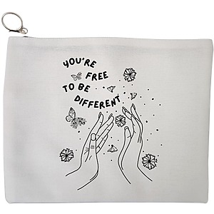 Portfard Cosmetice tip Plic, model You’re free to be different, 23x18 cm, Alb, BEKZ®