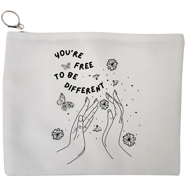 Portfard Cosmetice tip Plic, model You’re free to be different, 23x18 cm, Alb, BEKZ® 9 Portfard Cosmetice tip Plic model Youre free to be different 23x18 cm Alb BEKZ®